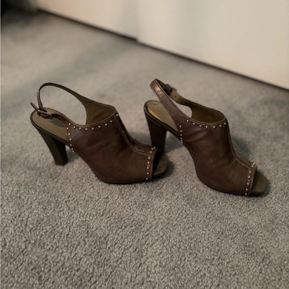Franco Sarto Green Peep-Toe Heels